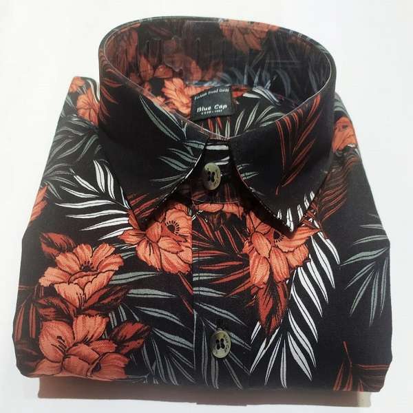 Goa Floral Print Black Plus Size Shirt - Plus Size Garments